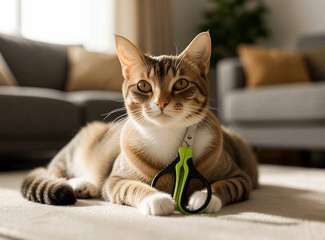 Cat owner reviewing affordable cat nail caps & claw covers options for their pet in 2026