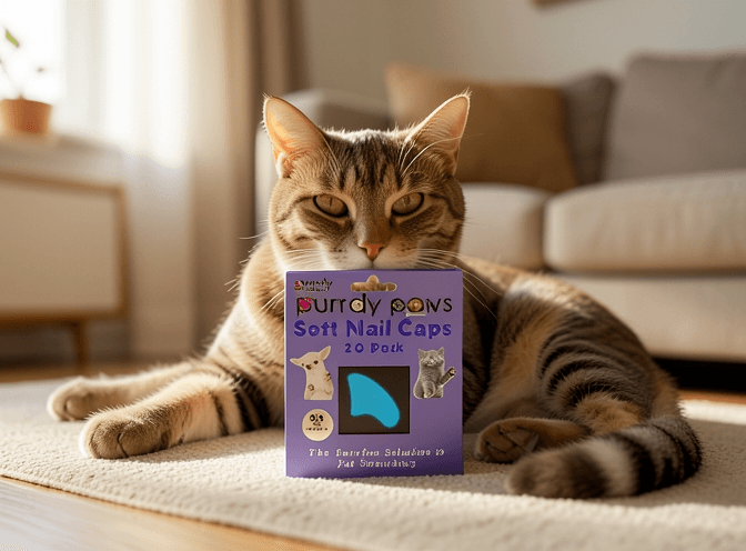 Cat owner reviewing cat nail caps & claw covers buying guide options for their pet in 2026