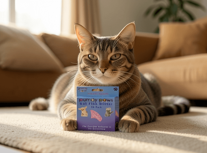 Cat owner reviewing cat nail caps & claw covers for indoor cats options for their pet in 2026