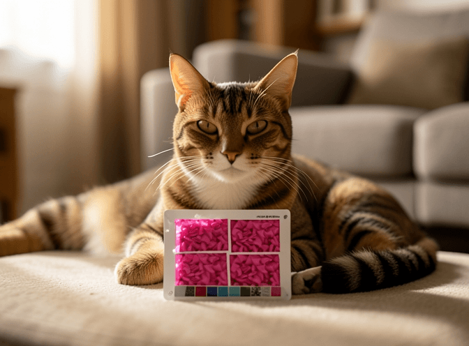 Cat owner reviewing cat nail caps & claw covers under 50 dollars options for their pet in 2026