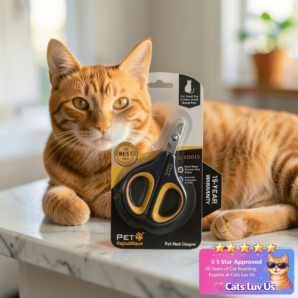 Cat Nail Clippers by Pet Republique – Professional Stainless with cat - professional product lifestyle photo
