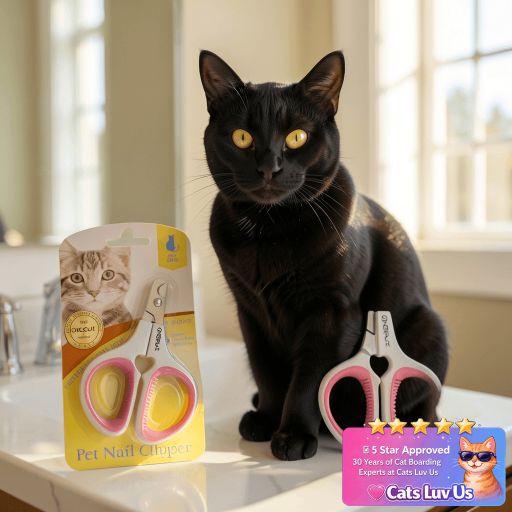 OneCut Pet Nail Clippers with cat - professional product lifestyle photo