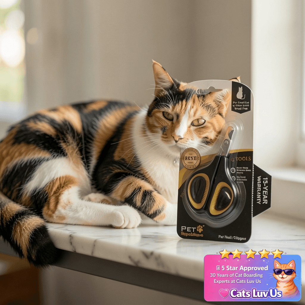 Cat Nail Clippers by Pet Republique – Professional Stainless with cat - professional product lifestyle photo