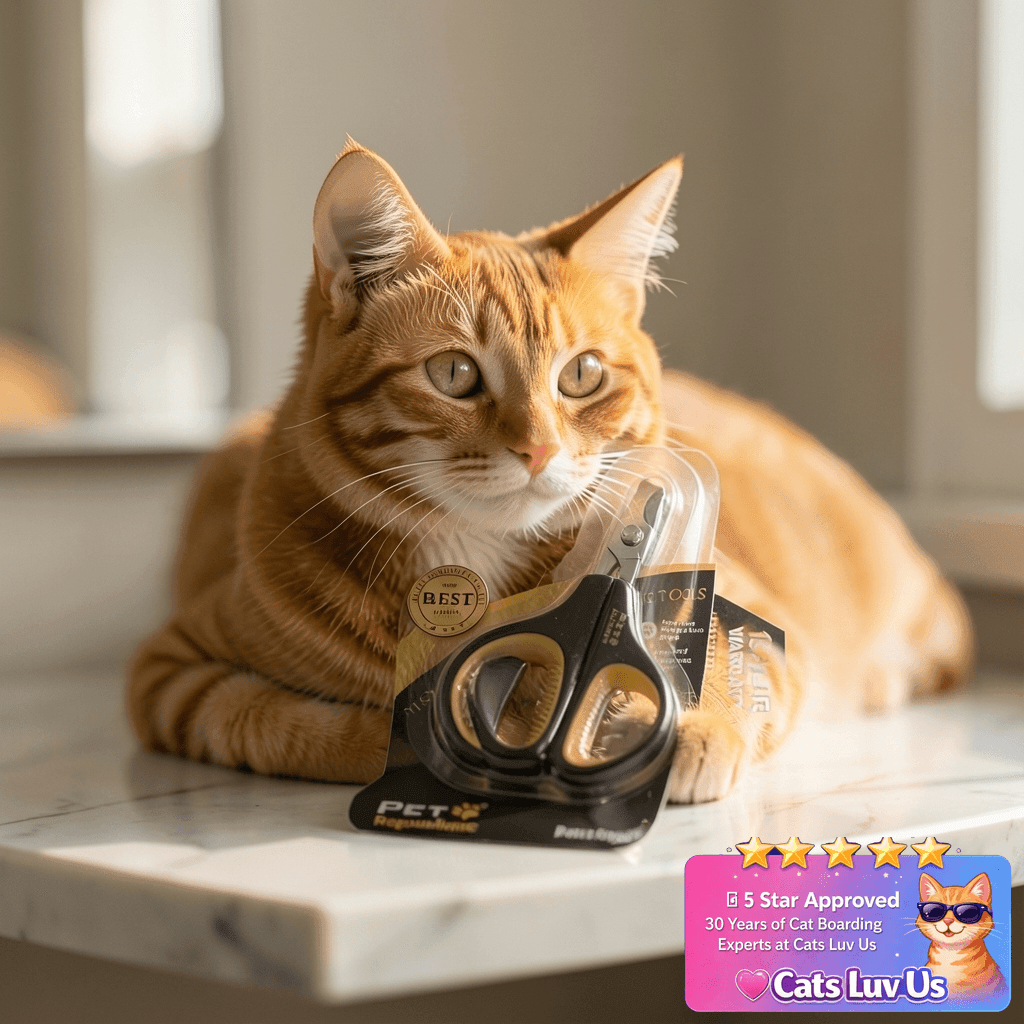 Cat Nail Clippers by Pet Republique – Professional Stainless with cat - professional product lifestyle photo