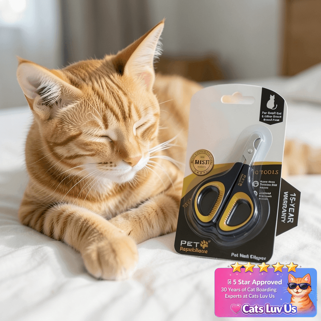 Cat Nail Clippers by Pet Republique – Professional Stainless with cat - professional product lifestyle photo