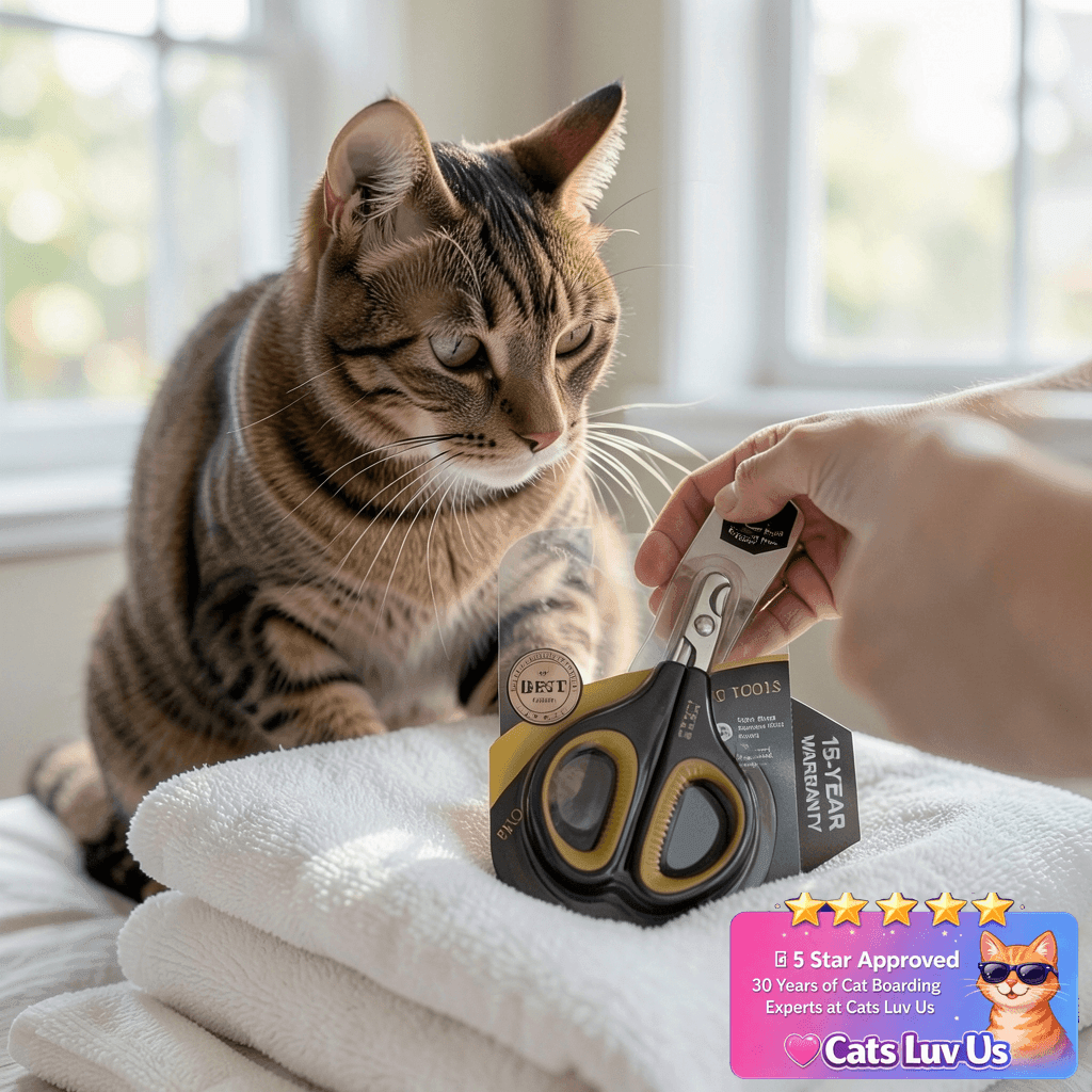 Cat Nail Clippers by Pet Republique – Professional Stainless with cat - professional product lifestyle photo