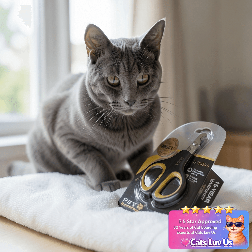 Cat Nail Clippers by Pet Republique – Professional Stainless with cat - professional product lifestyle photo