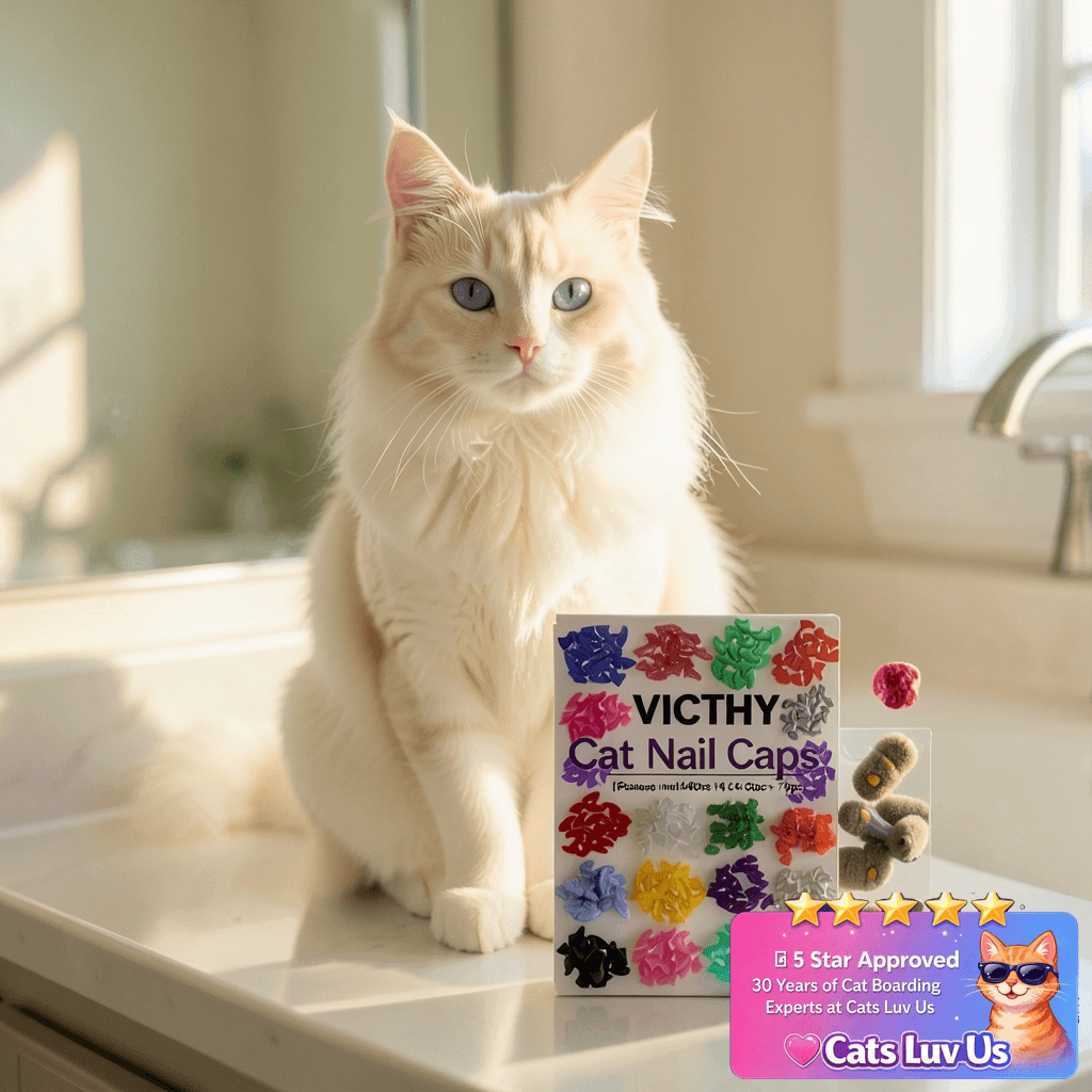 VICTHY 140pcs Cat Nail Caps with cat - professional product lifestyle photo
