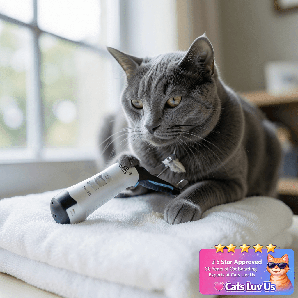 VIWIK Dog Nail Trimmers with Light with cat - professional product lifestyle photo