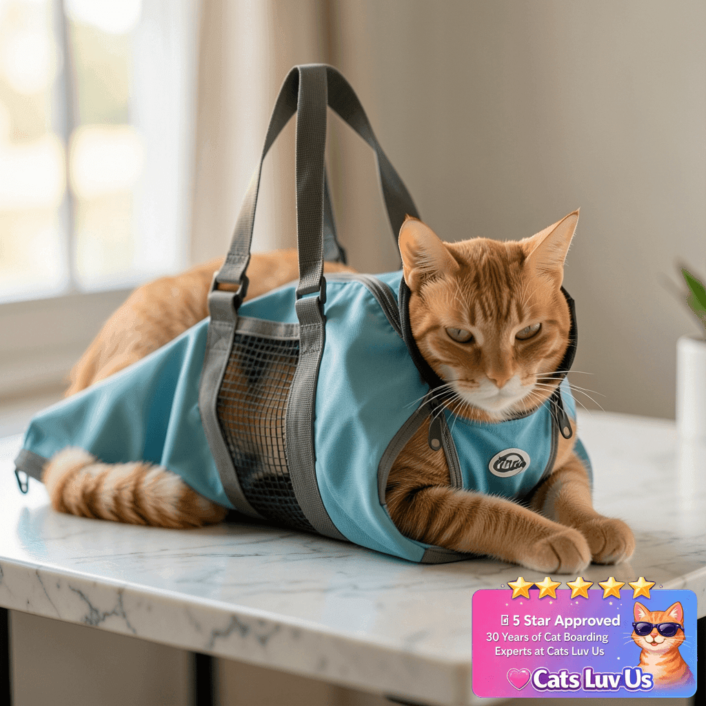 Cinf Cat Nail Clipping Cleaning Restraint Bag (Free with cat - professional product lifestyle photo