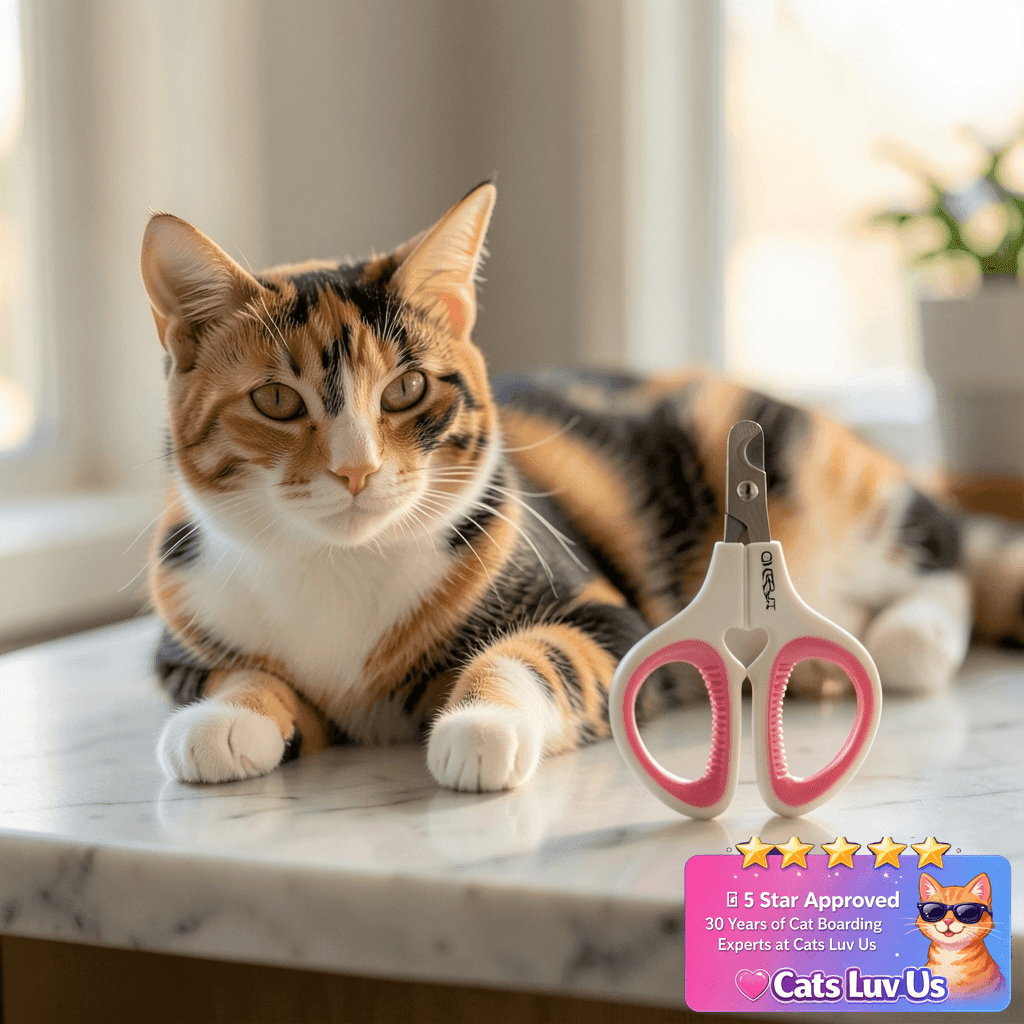 OneCut Pet Nail Clippers with cat - professional product lifestyle photo