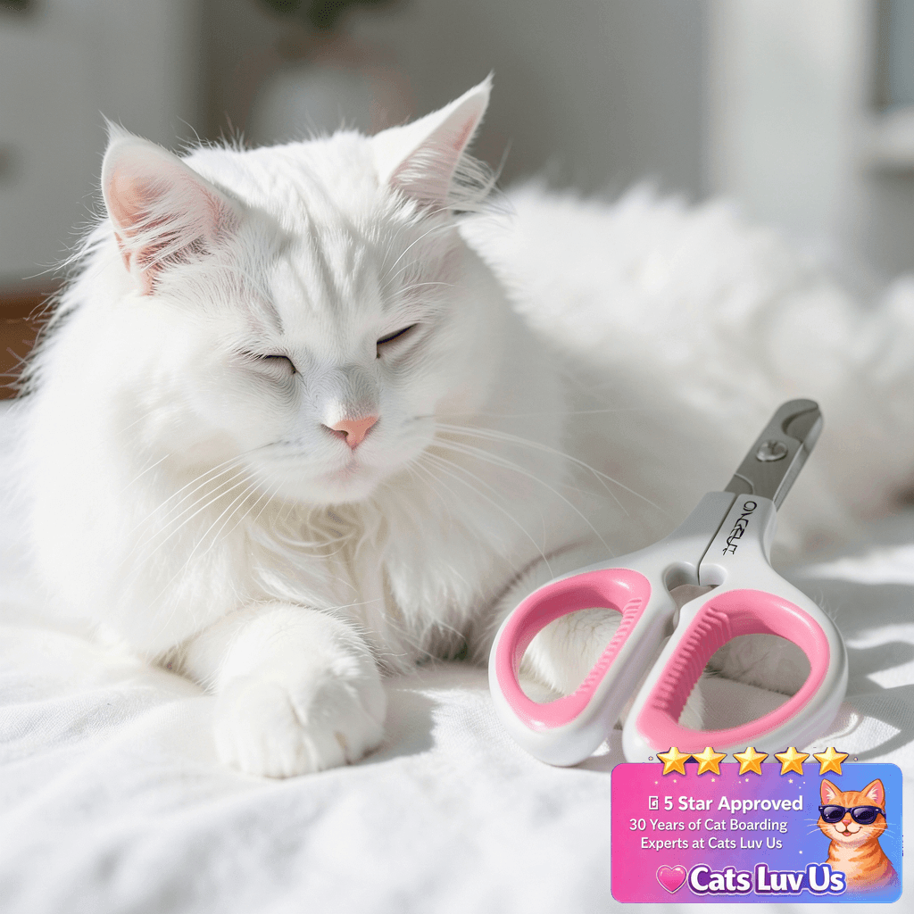 OneCut Pet Nail Clippers with cat - professional product lifestyle photo