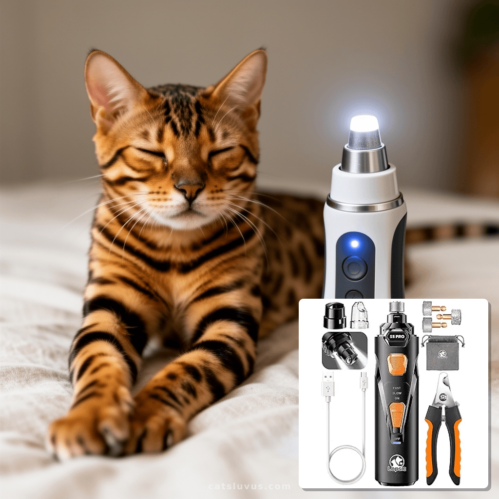 Dog Nail Grinder with 2 LED Lights Powerful 2 Speeds Super with cat - professional product lifestyle photo