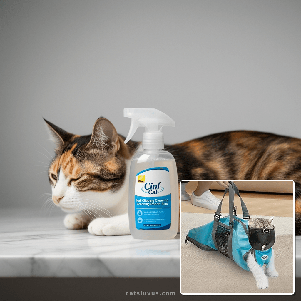 Cinf Cat Nail Clipping Cleaning Grooming Restraint Bag （Free with cat - professional product lifestyle photo
