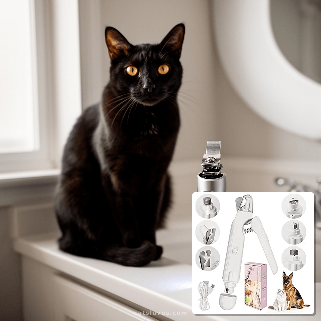 2-in-1 Led Cat Dog Nail Clipper & Nail Grinder with Lights with cat - professional product lifestyle photo