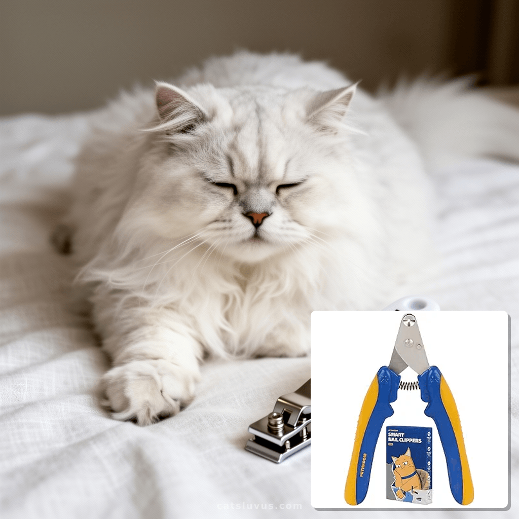 [PETHROOM] Cat Nail Clipper Trimmer for Indoor Cats with with cat - professional product lifestyle photo