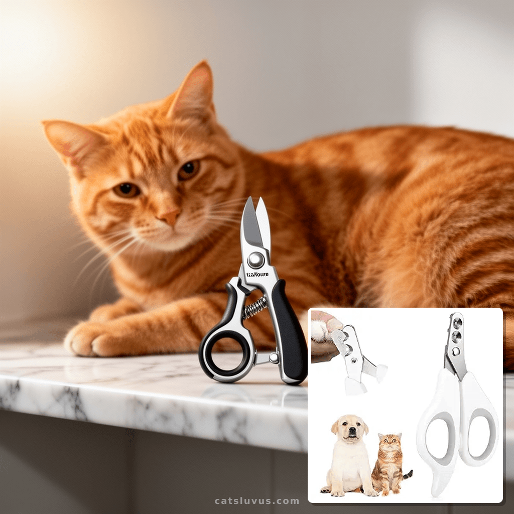 Cat Nail Clippers with Circular Cut Hole with cat - professional product lifestyle photo