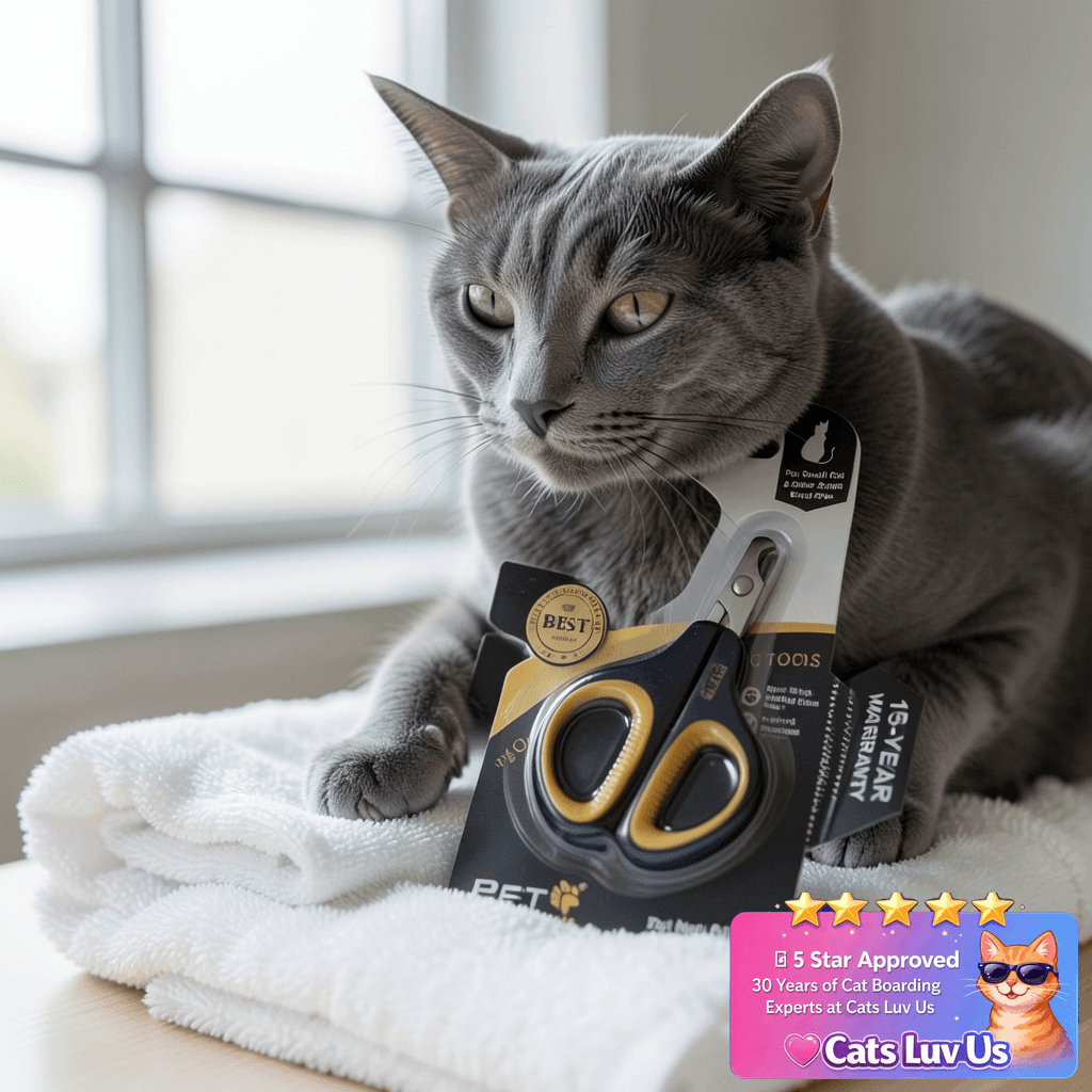 Cat Nail Clippers by Pet Republique – Professional Stainless with cat - professional product lifestyle photo