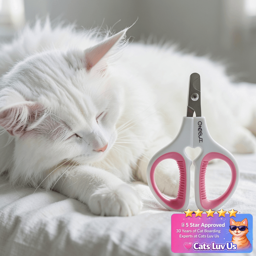 OneCut Pet Nail Clippers with cat - professional product lifestyle photo