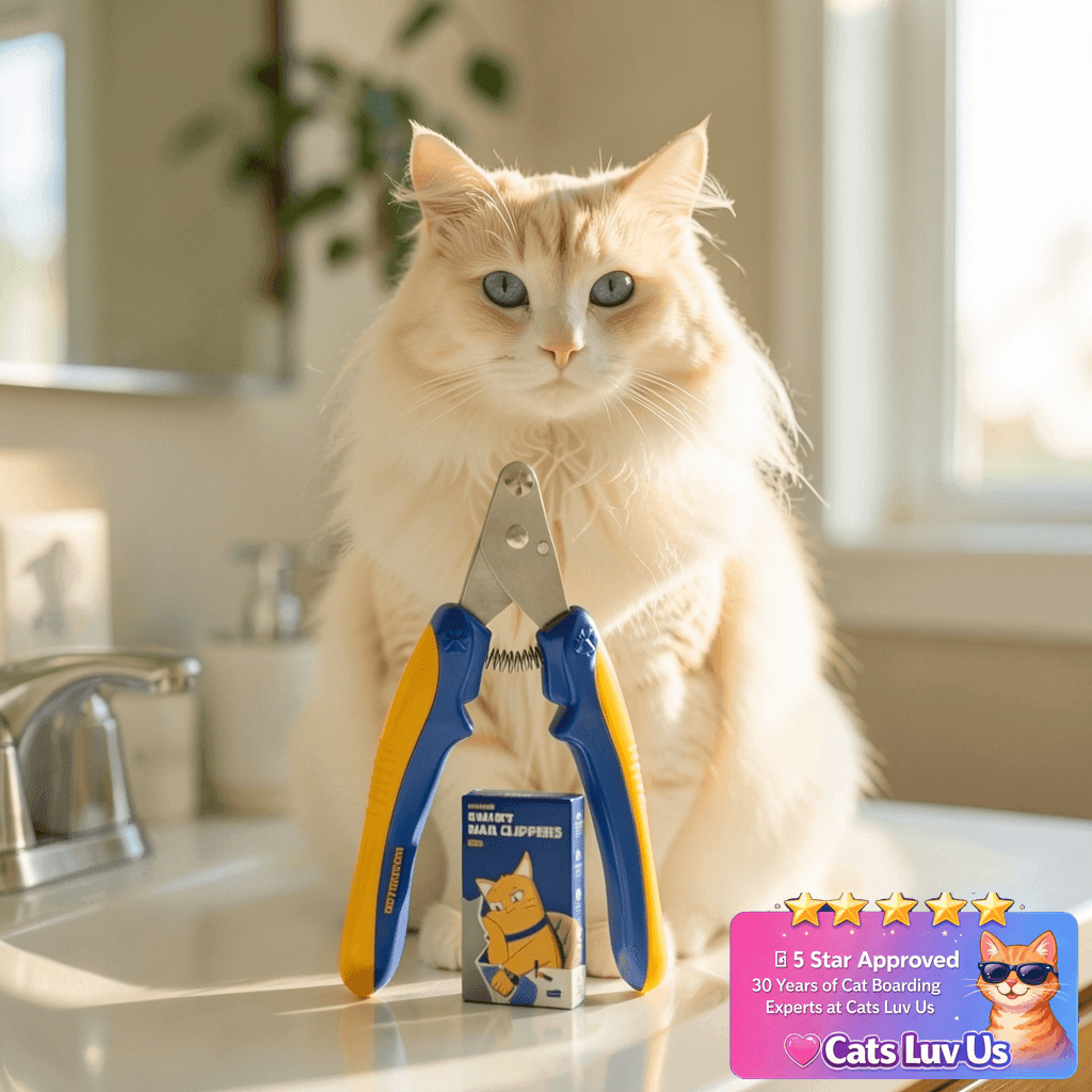 [PETHROOM] Cat Nail Clipper Trimmer for Indoor Cats with cat - professional product lifestyle photo