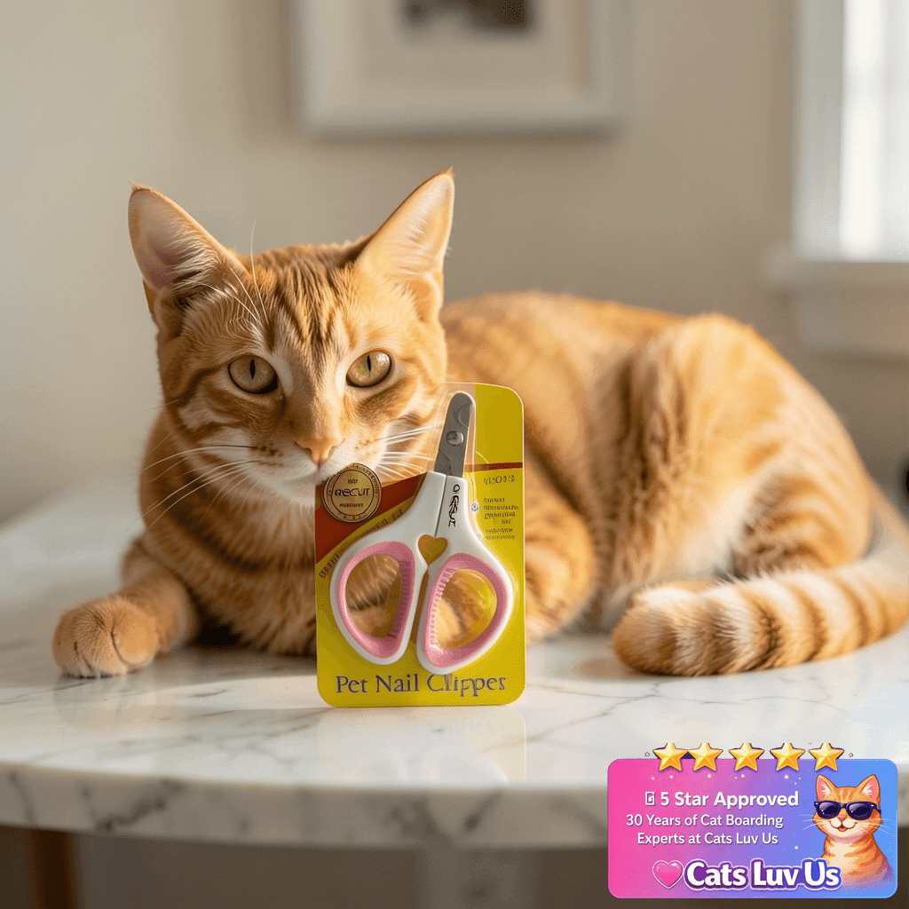 OneCut Pet Nail Clippers with cat - professional product lifestyle photo