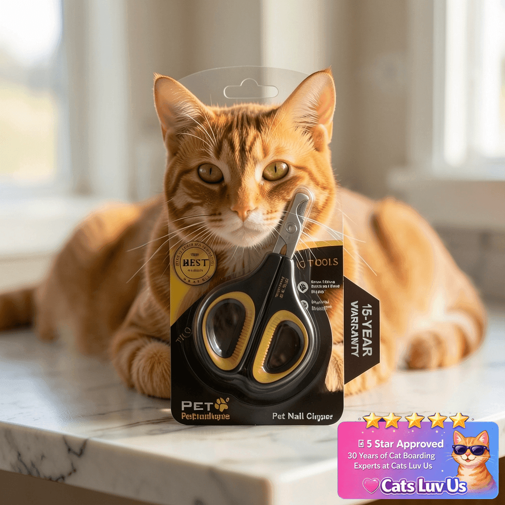 Cat Nail Clippers by Pet Republique – Professional Stainless with cat - professional product lifestyle photo