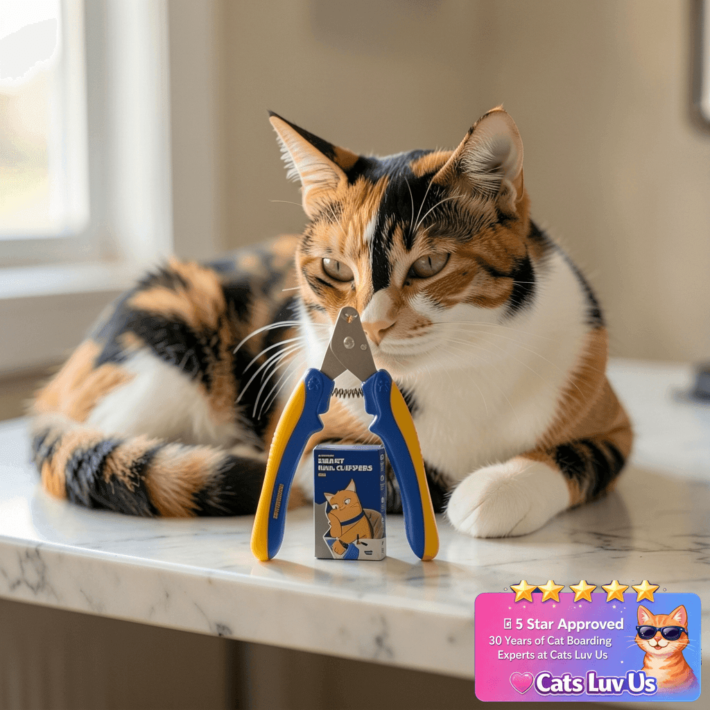 [PETHROOM] Cat Nail Clipper Trimmer for Indoor Cats with cat - professional product lifestyle photo