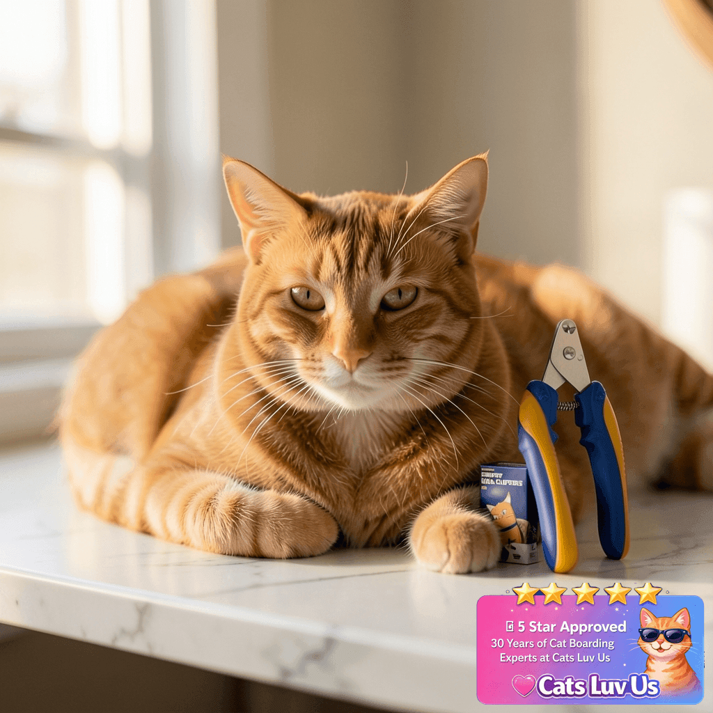 [PETHROOM] Cat Nail Clipper Trimmer for Indoor Cats with cat - professional product lifestyle photo