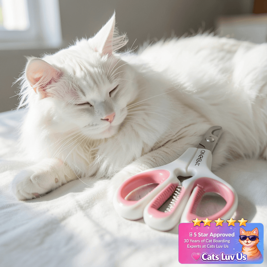 OneCut Pet Nail Clippers with cat - professional product lifestyle photo