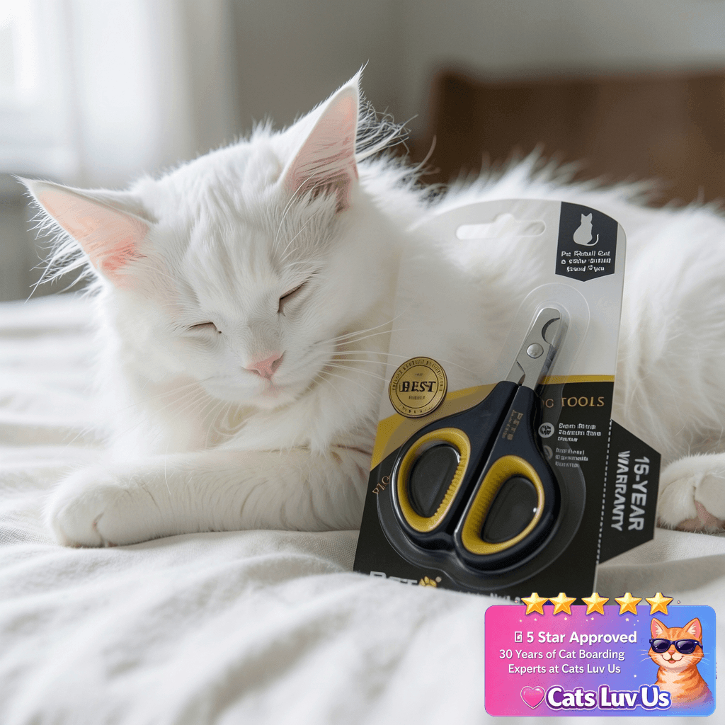 Cat Nail Clippers by Pet Republique – Professional Stainless with cat - professional product lifestyle photo