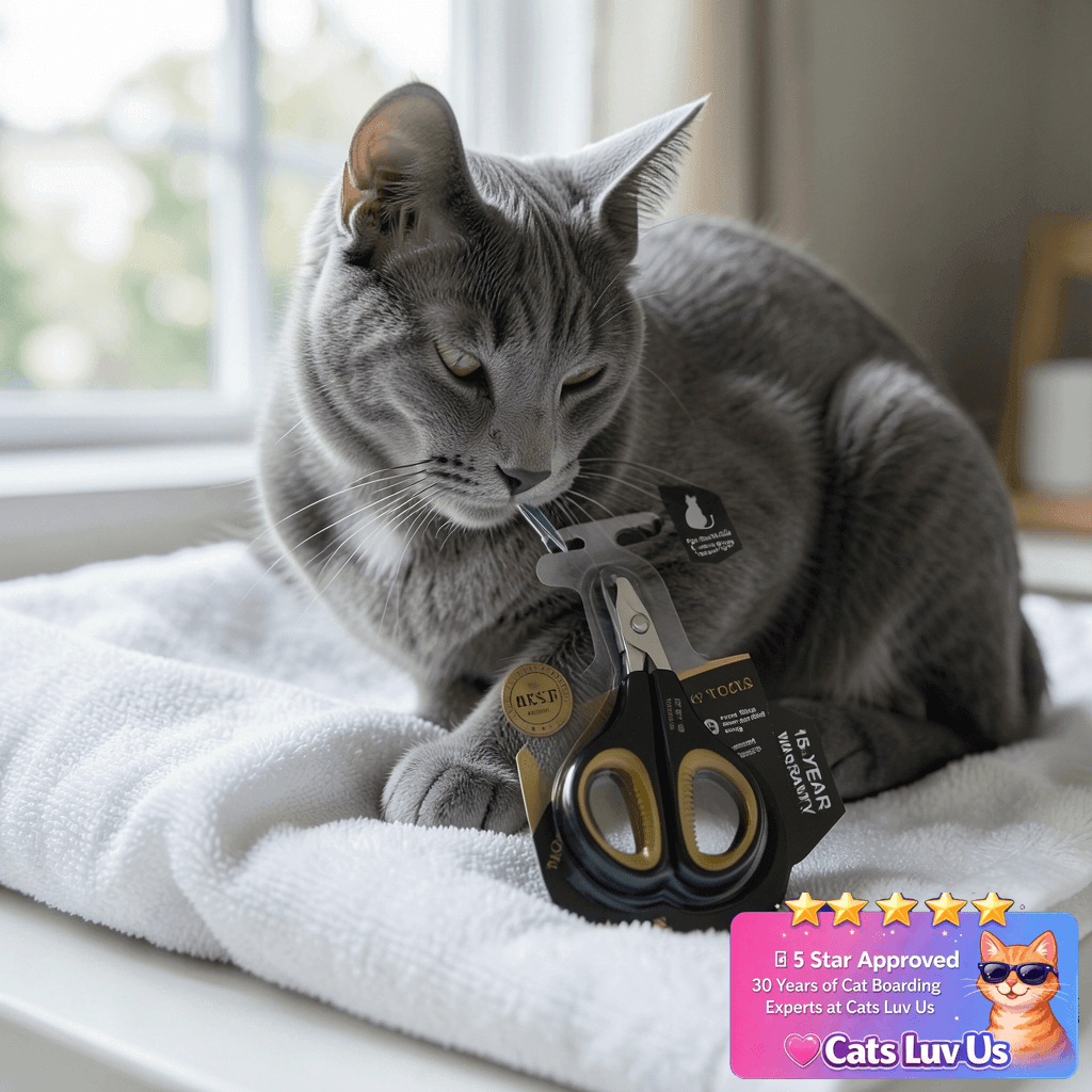 Cat Nail Clippers by Pet Republique – Professional Stainless with cat - professional product lifestyle photo