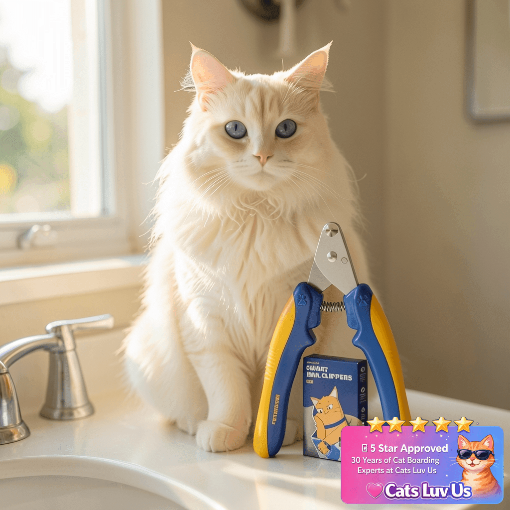 [PETHROOM] Cat Nail Clipper Trimmer for Indoor Cats with cat - professional product lifestyle photo