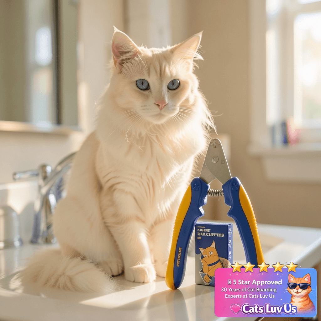 [PETHROOM] Cat Nail Clipper Trimmer for Indoor Cats with cat - professional product lifestyle photo