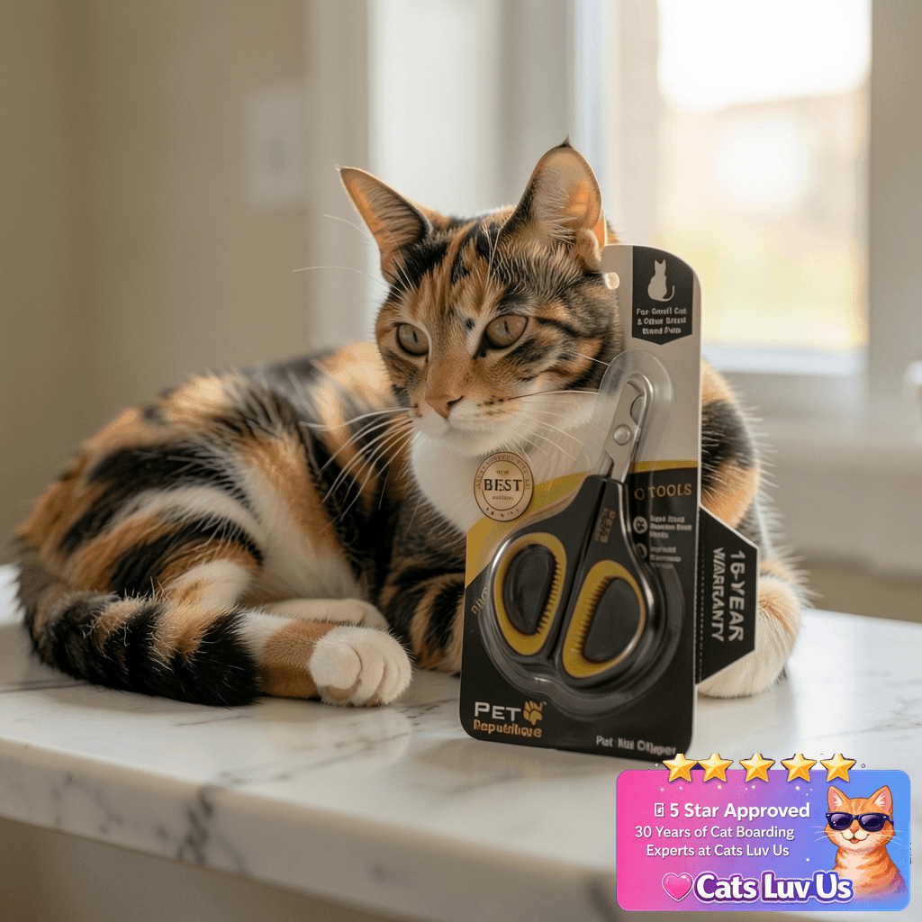 Cat Nail Clippers by Pet Republique – Professional Stainless with cat - professional product lifestyle photo