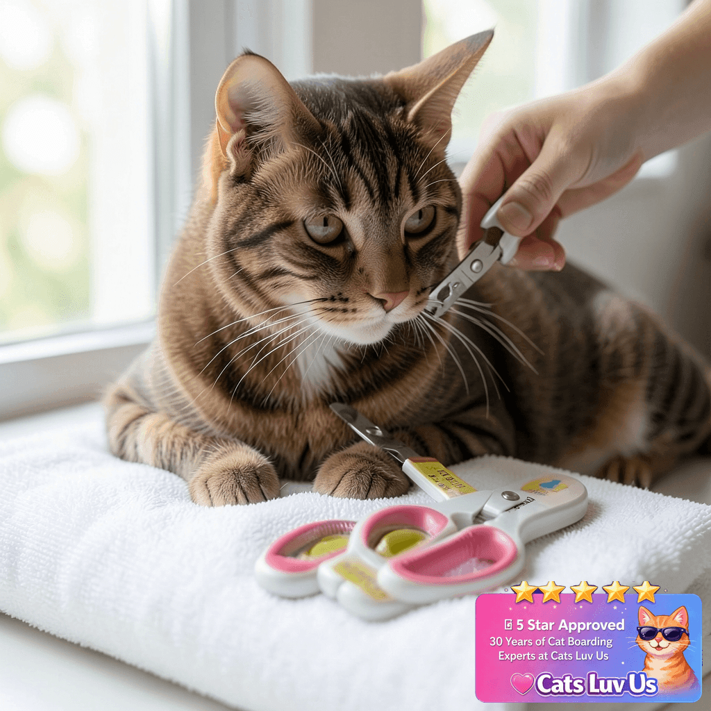 OneCut Pet Nail Clippers with cat - professional product lifestyle photo