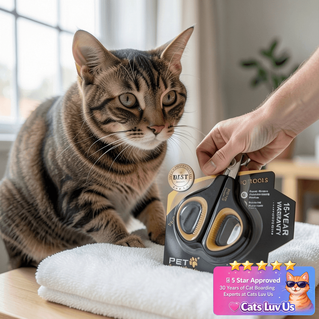 Cat Nail Clippers by Pet Republique – Professional Stainless with cat - professional product lifestyle photo