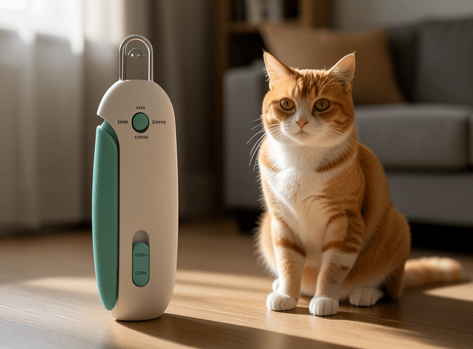 Cat owner reviewing cat nail grinders & electric trimmers buying guide options for their pet in 2026