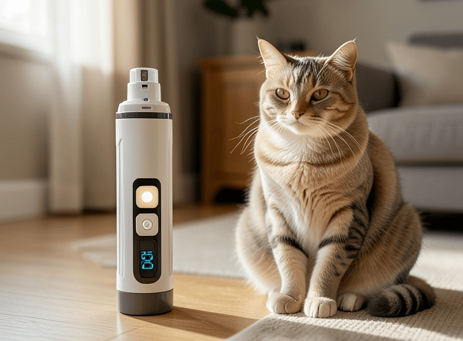 Cat owner reviewing cat nail grinders & electric trimmers worth buying options for their pet in 2026
