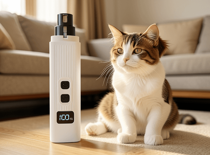 Cat owner reviewing how to choose cat nail grinders & electric trimmers options for their pet in 2026