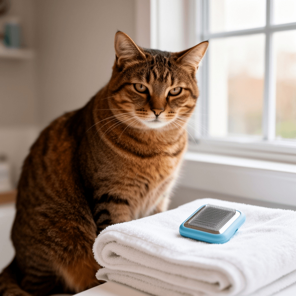 Potaroma Cat Nail Clipper with Adjustable 3-Size Trimming with cat - professional product lifestyle photo