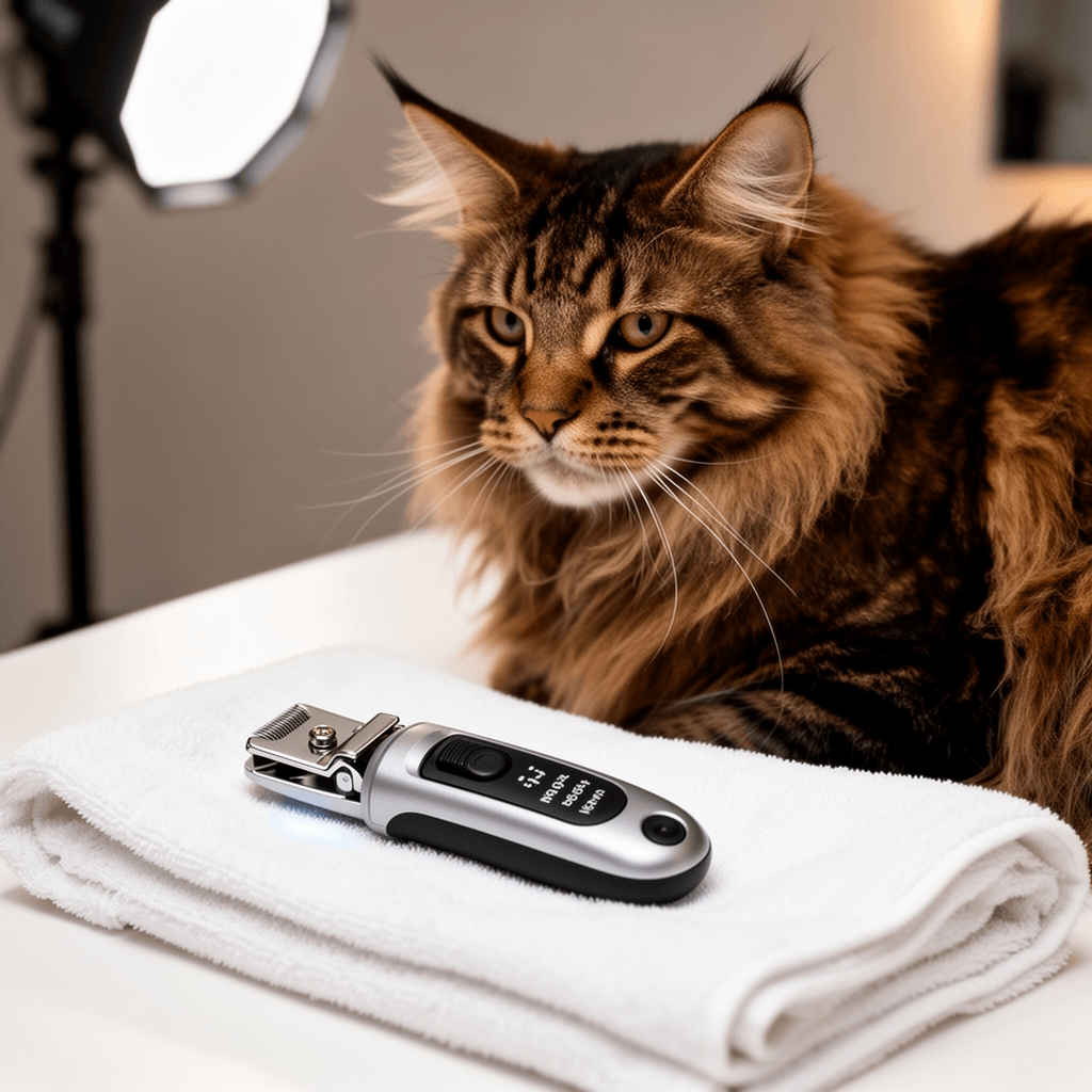 2-in-1 Dog & Cat Nail Clippers and Grinder with Light – with cat - professional product lifestyle photo