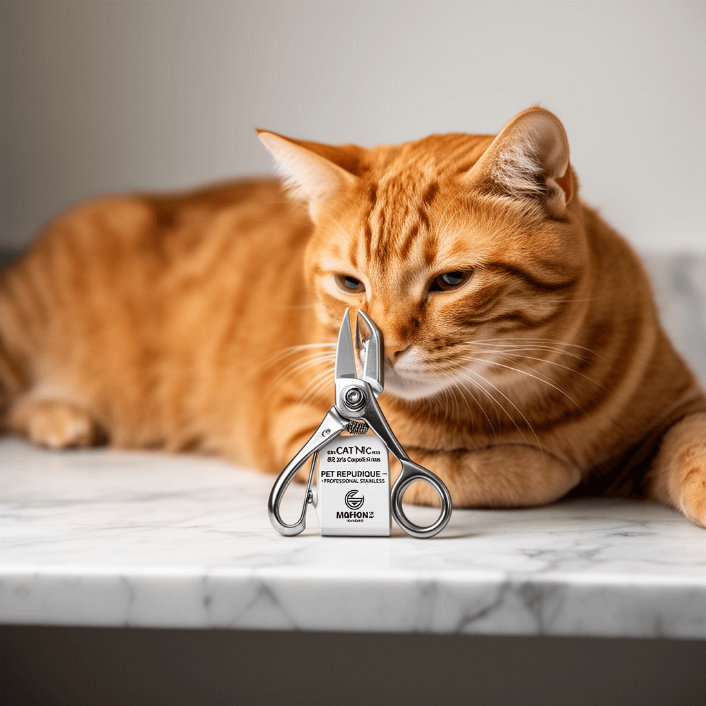 Cat Nail Clippers by Pet Republique – Professional Stainless with cat - professional product lifestyle photo