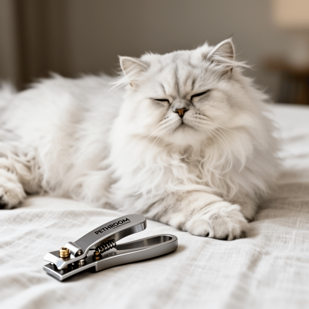 [PETHROOM] Cat Nail Clipper Trimmer for Indoor Cats with with cat - professional product lifestyle photo