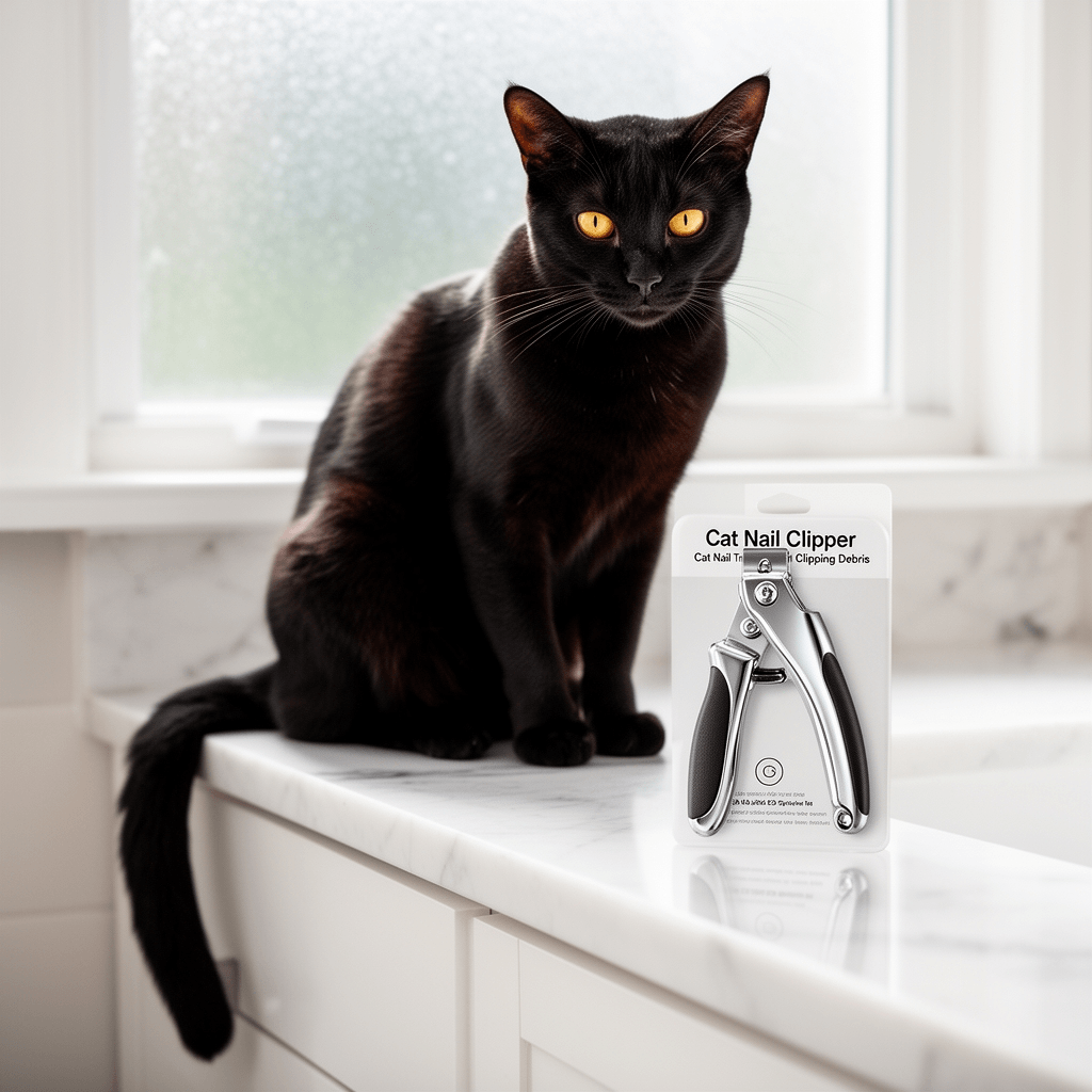 Cat Nail Clipper | Cat Nail Trimmer with Clipping Debris with cat - professional product lifestyle photo