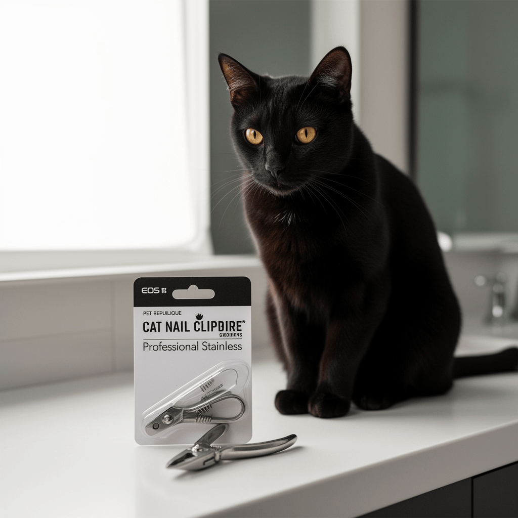 OneCut Pet Nail Clippers with cat - professional product lifestyle photo