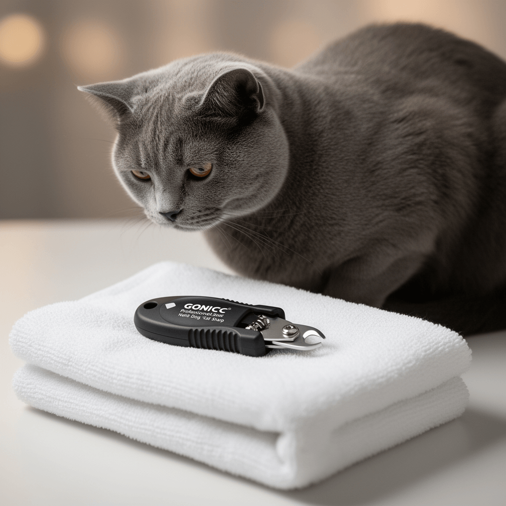 gonicc Professional Small Dog and Cat Nail Clippers Sharp with cat - professional product lifestyle photo