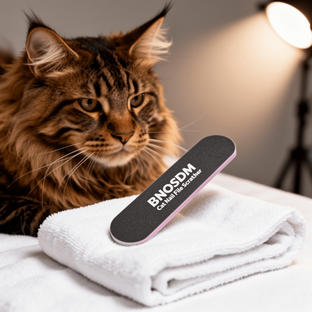 BNOSDM Cat Nail File Scratcher with cat - professional product lifestyle photo