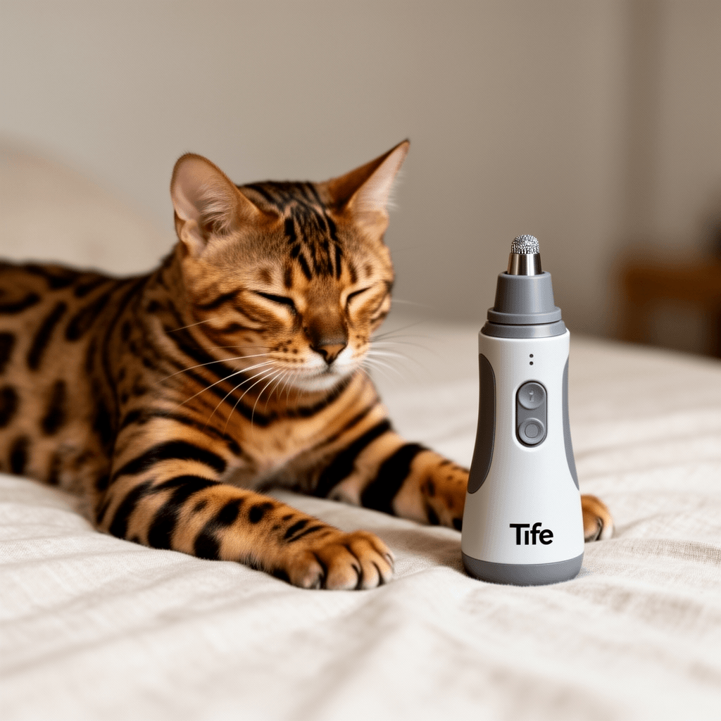 Tife Dog Nail Grinder with cat - professional product lifestyle photo