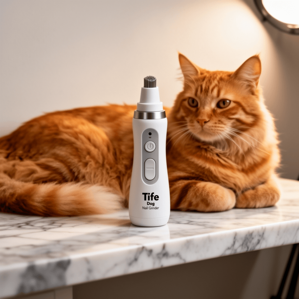 REXIPETS Cat and Dog Nail Grinder - Rechargeable Electric with cat - professional product lifestyle photo