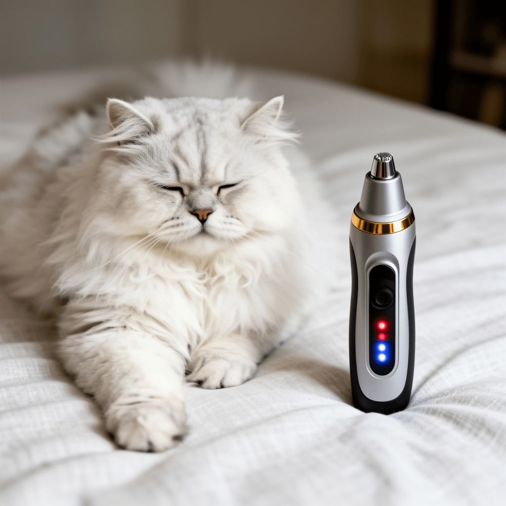 2-in-1 Dog Nail Trimmers & Dog Nail Grinder with 2 LED with cat - professional product lifestyle photo